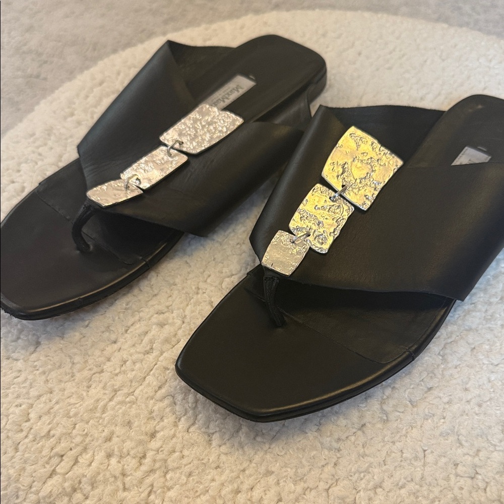 MaxMara Black Sandals with Metallic Accents